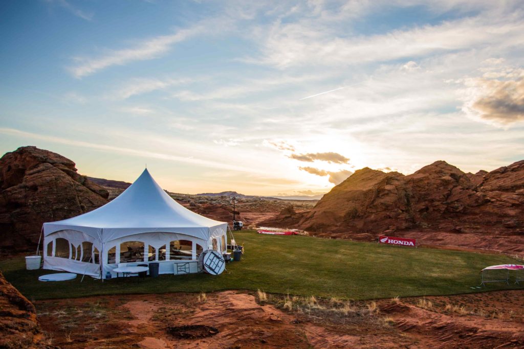 The red rock outdoor venue at Sand Hollow Resort where the Honda Talon product launch was held.
