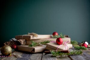 Holiday decorations on a table